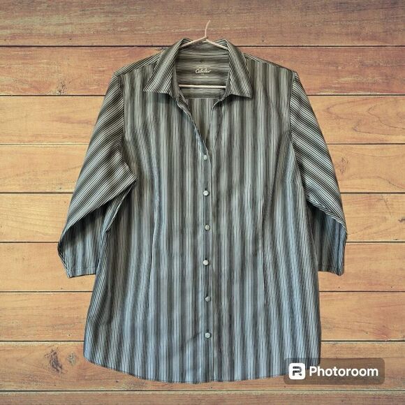 Cabela’s Women’s Blue Striped Button Up Shirt   Size L   EUC - Picture 1 of 4
